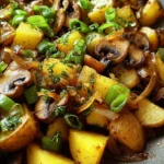 Champignon-Kartoffel-Pfanne mit Frühlingszwiebeln