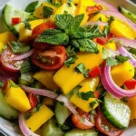 Erfrischender Mangosalat mit Limetten-Dressing genießen!
