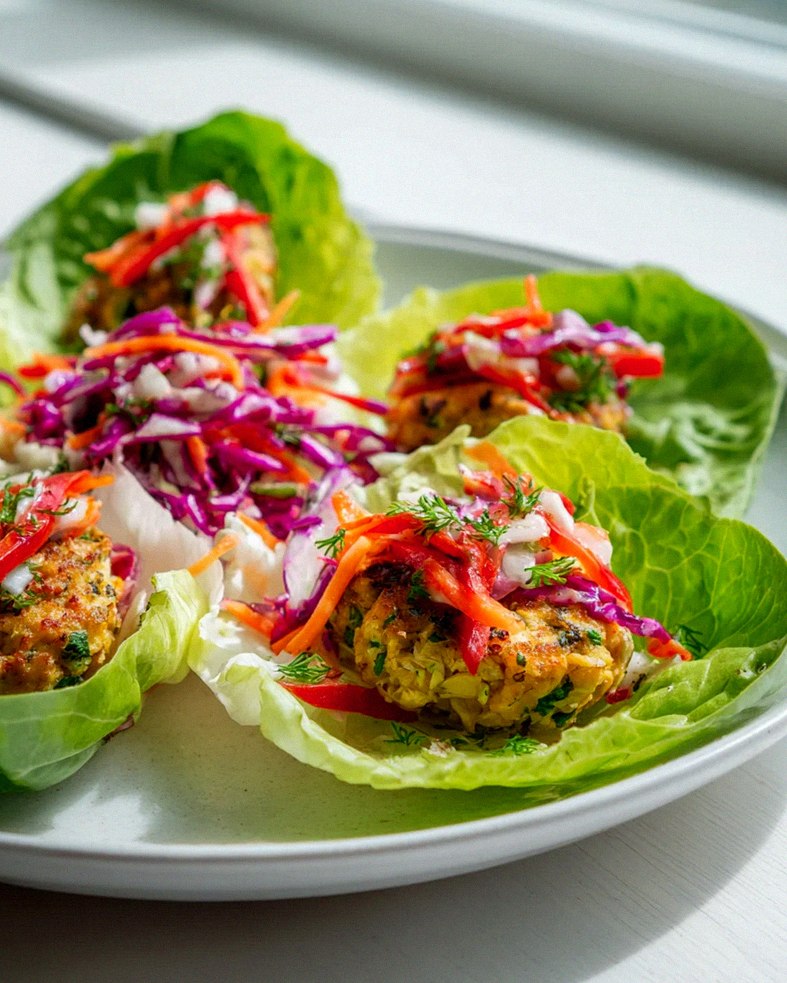 Kichererbsen-Fritter im Salatwrap