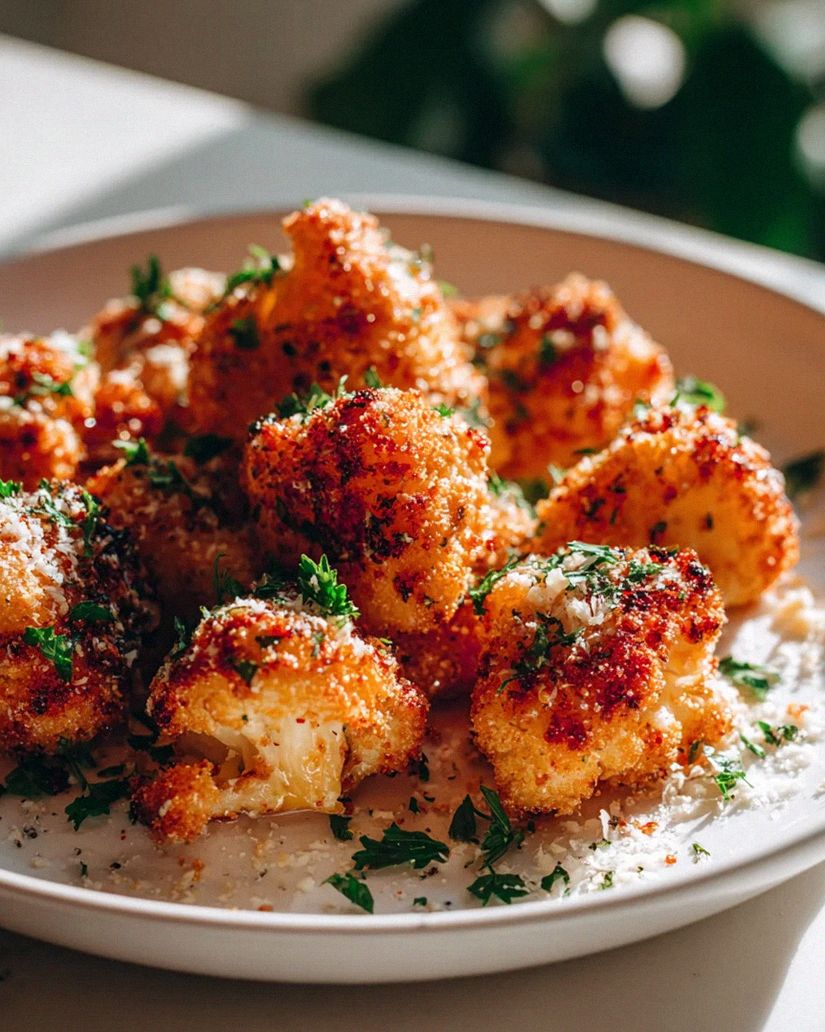 Knusprige Knoblauch Parmesan Blumenkohl Bites einfach gemacht