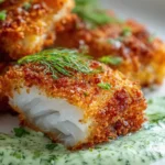 Knuspriger Air Fryer Kabeljau mit Kräuter Joghurt Dip Rezept