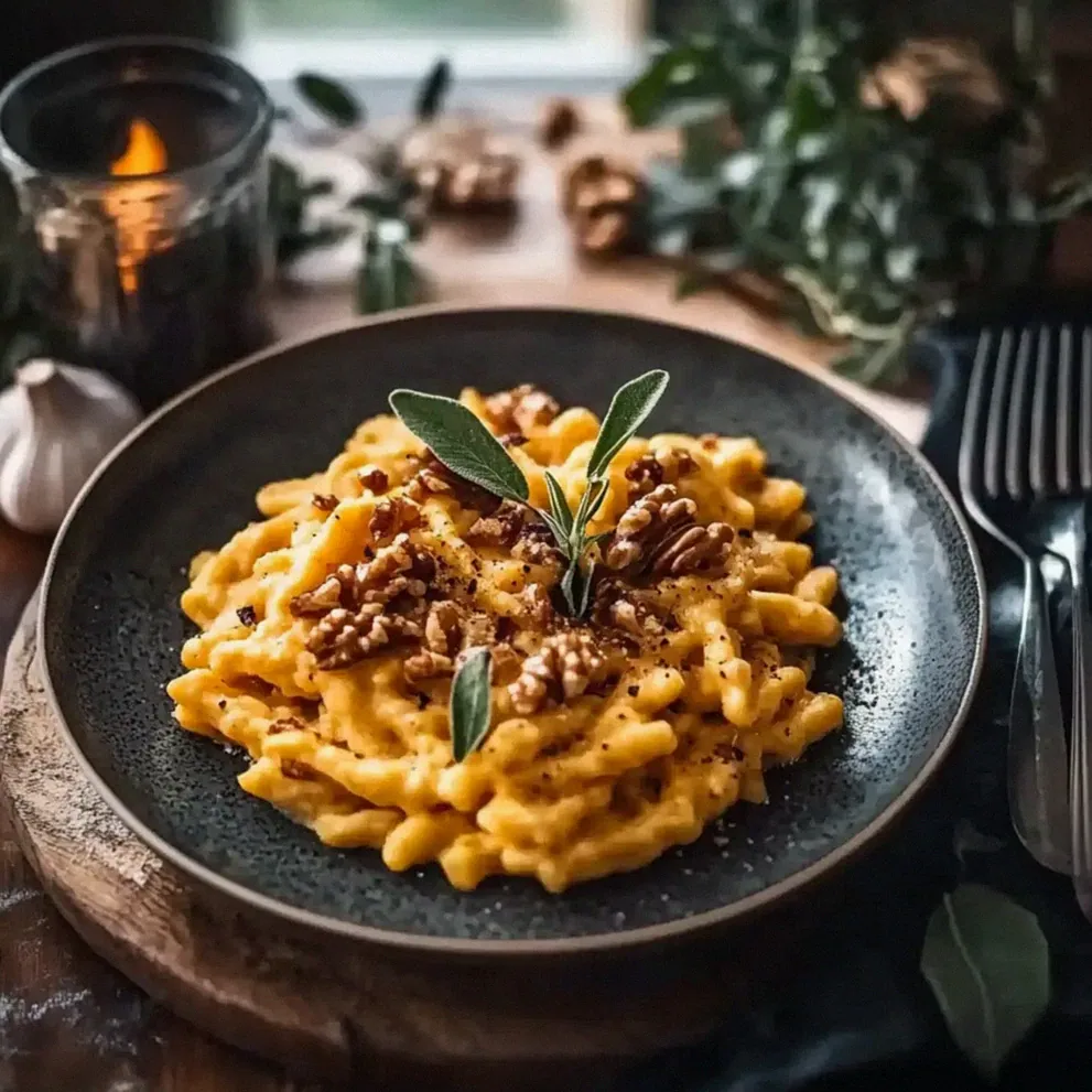 Kürbis Spätzle mit Walnüssen Einfach Zubereiten