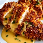 Pretzel Chicken mit Senf-Cheddar-Sauce – Leckeres Rezept!