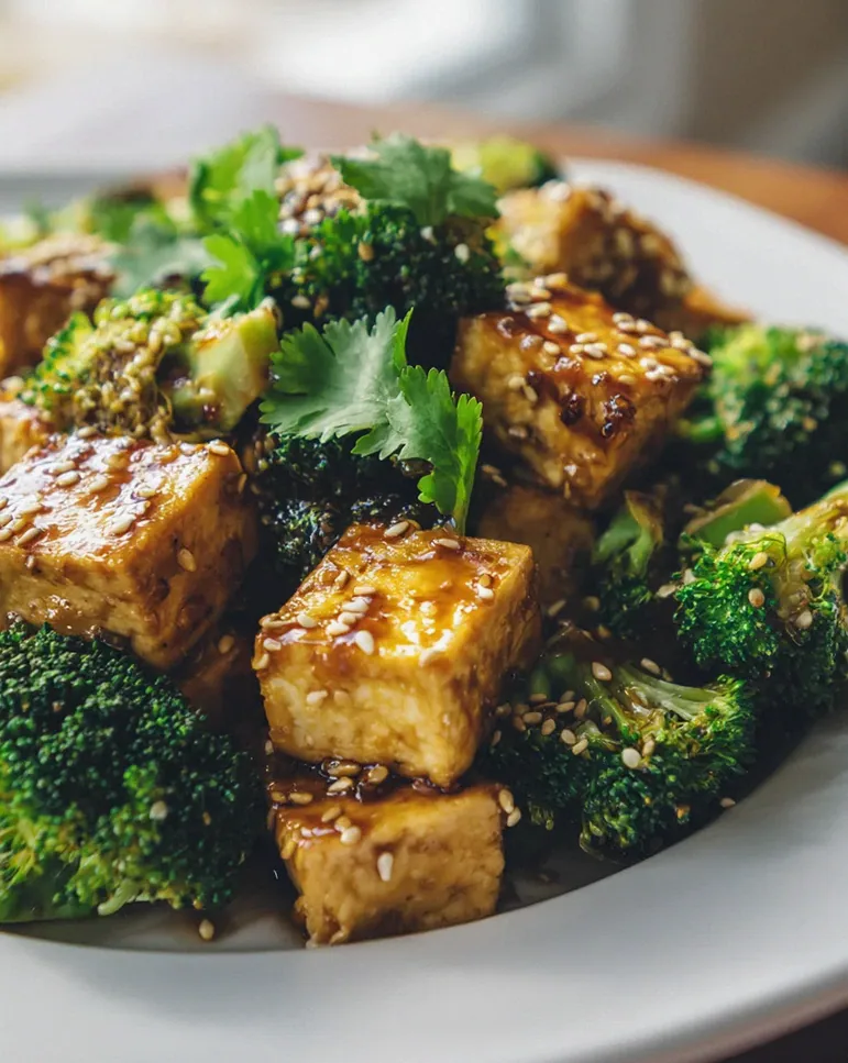 Schnelles Rezept: Gebackener Sesame Tofu & Brokkoli vom Blech