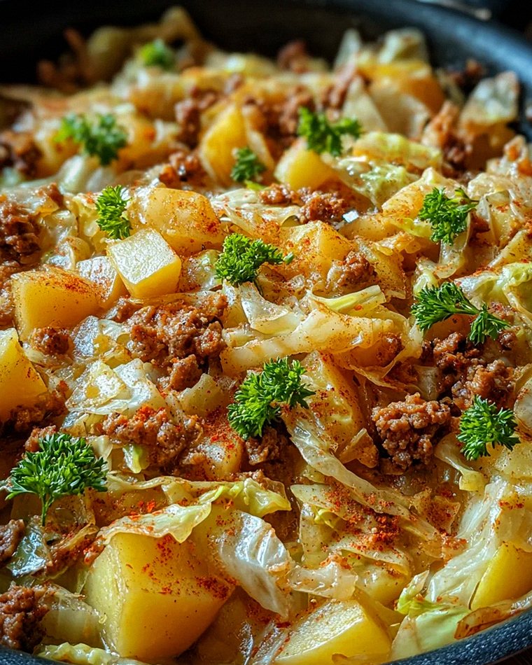 Spitzkohl-Kartoffel-Pfanne mit Hackfleisch