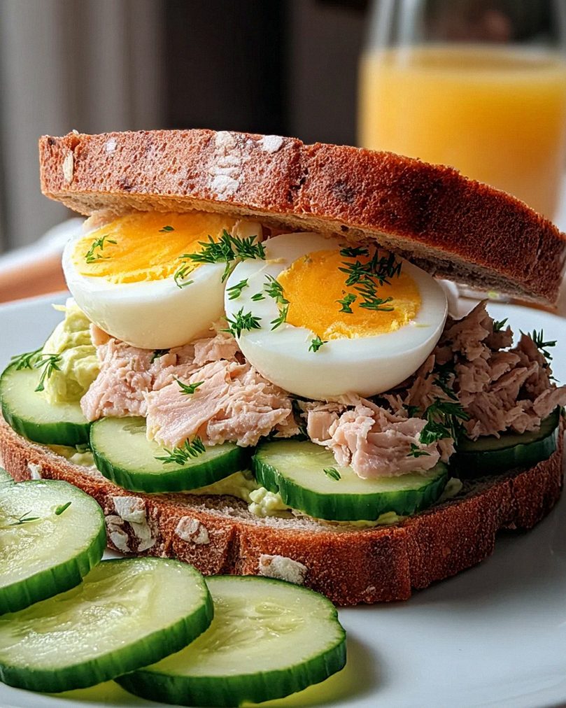 Thunfisch Sandwich mit Ei und Gurke