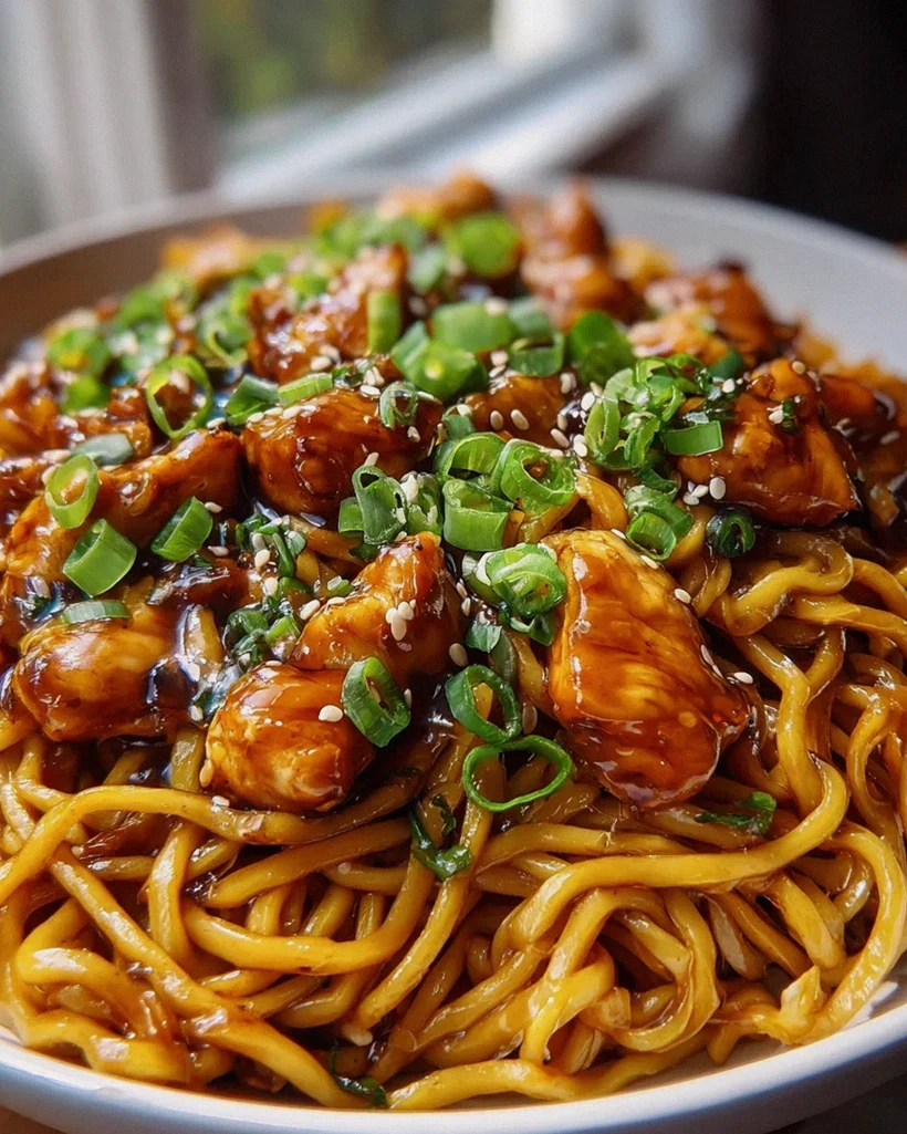 Unwiderstehliche Klebrige Knoblauch Hähnchen Nudeln Rezept
